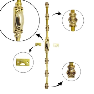 230 cm Solid Brass Cremone Bolt for Windows, Doors & Cabinetry   - Plain Oval Knob / Polished Brass
