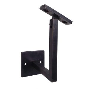 Juego de 3 soportes para pasamanos de escalera de latón macizo de 4" - Estilo moderno, ángulo recto, color negro antiguo