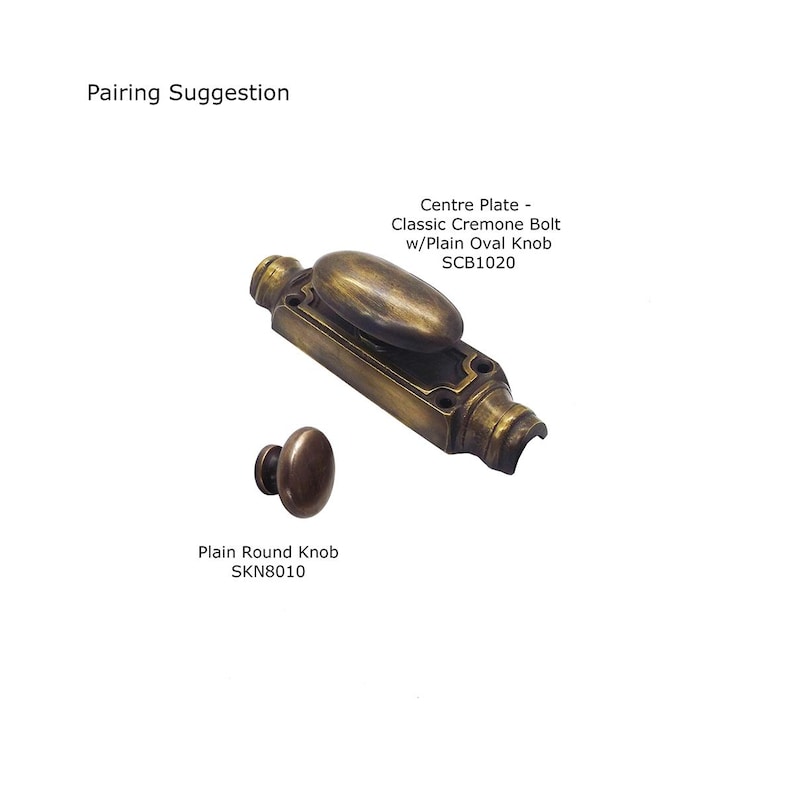 160 cm Solid Brass Cremone Bolt for Windows & Cabinetry Doors - Plain Oval Knob / Polished Brass image 13