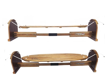 Set of 5 pcs - 240 cm ( 8' 0" ) Teakwood Surf Board Trainer / Balancing and Surfing Exercise Platform / Embellished with Brass Decor