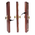 230 cm Handcrafted Brass Paired Cremone Bolt - Cenrte Plate for Doors  - Art Deco Nouveau w/ Octoclasio Cylinder Handle / Brushed Brass