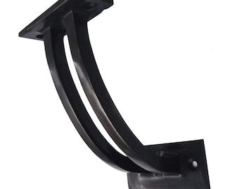 Set of 3 pcs - 3-1/2" Handcrafted Solid Brass Stair Rail Bracket / Handrail Bracket Support   - Double Curve / Antique Black