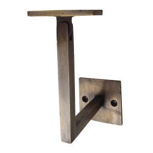 Set of 3 pcs - 4" Solid Brass Stair Rail Bracket / Handrail Bracket Support   - Modern Right-Angle Chic / Antique Brass