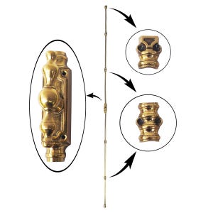 120 cm Solid Brass Cremone Bolt for Windows, Doors & Cabinetry   - Classic Handle / Polished Brass