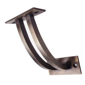 Juego de 3 soportes para pasamanos de escalera de latón macizo de 3-1/2" (doble curva, latón antiguo)