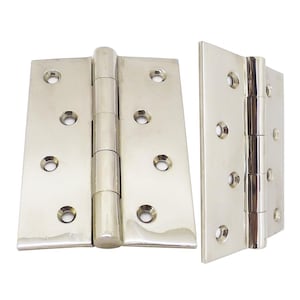 Set of 4 pcs  - 4&quot; Solid Brass Plain Door Gate Hinges - Classic / Polished Nickel