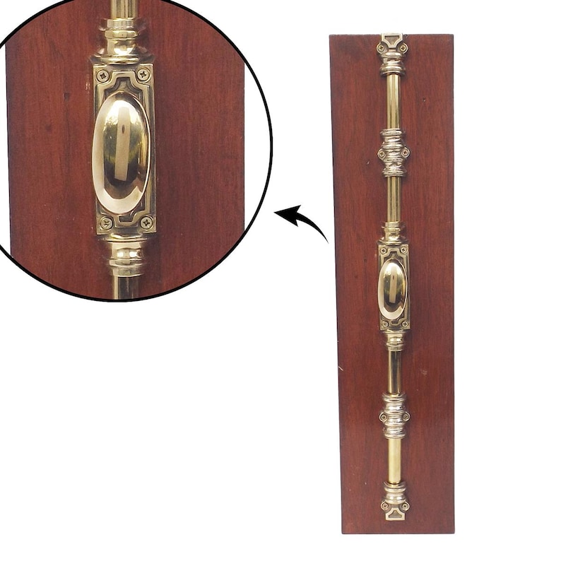 160 cm Solid Brass Cremone Bolt for Windows & Cabinetry Doors - Plain Oval Knob / Polished Brass image 2