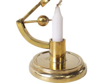 5-1/4" Handcrafted Solid Brass Vintage Candle Holder with Snuffer / Candle Stand -  Victorian /  Polished Brass