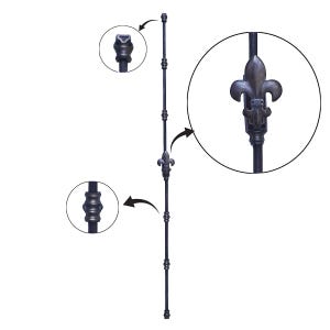 230 cm Solid Brass Cremone Bolt for Windows, Doors & Cabinetry   - Fluer de Lis / Antique Black