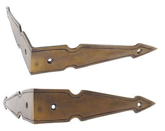 Set of 4 pcs - 130 mm Brass Corner Brace Brackets / L Plate Junction Protector - Classic Arrow / Antique Brass