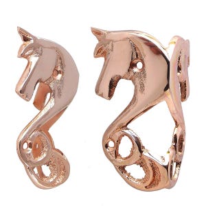 Set of 5 pcs  - 65 mm Solid Brass Skiffers / Corner Protector for Skirtings & Cabinetry - Horse / Polished Copper