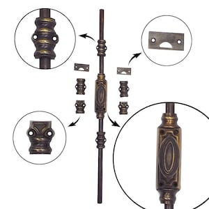 200 cm Solid Brass Cremone Bolt for Windows, Doors & Cabinetry   - Oval Knob / Antique Brass