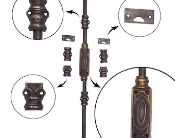 200 cm Massiver Messing Cremone Riegel / französischer Fensterriegel für Fenster, Türen & Möbel - Ovaler Knauf / Antikes Messing