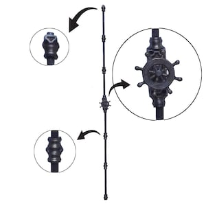 200 cm Solid Brass Cremone Bolt for Windows, Doors & Cabinetry   - Boat Wheel / Antique Black