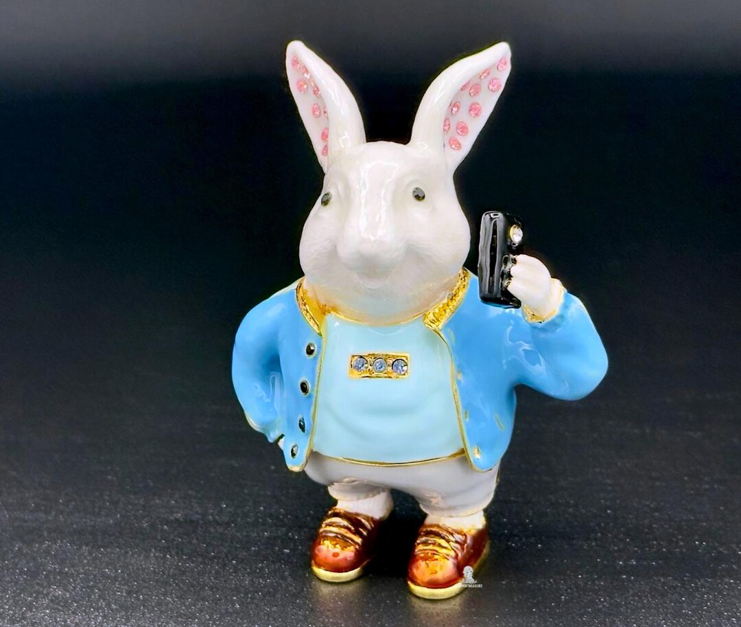 Jeweled Bunny Trinket Box With Luxury Crystals Luxury Enamel Rabbit ...