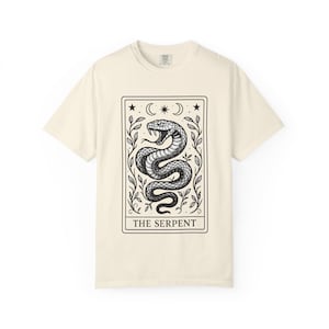 Snake Graphic Tee Comfort Colors Shirt - Gothic Black Snake T-Shirt, Edgy Tattoo Style Nature Graphic Top, Unisex Garment-Dyed T-shirt,