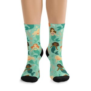 Mermaid Socks Pastel Ocean Pattern – Whimsical Fantasy All Over Print Socks for Sea Lovers & Dreamers