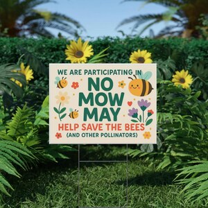 Adorable enseigne de jardin en plastique pour Interdiction de tondre en mai, décoration de conservation des abeilles, enseigne de jardin, sensibilisation aux pollinisateurs, décoration de jardin écologique image 2