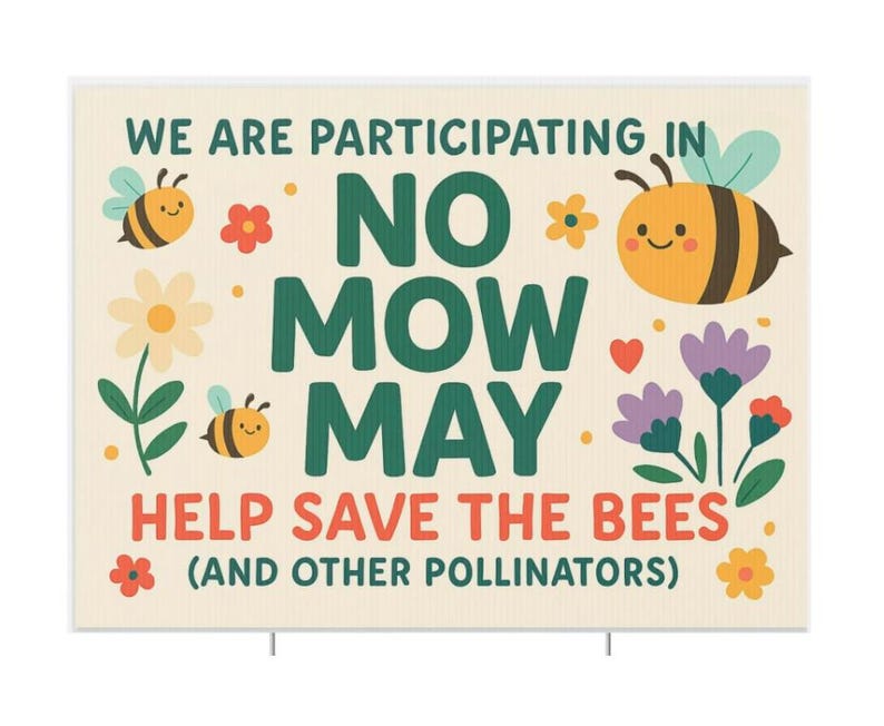 Adorable enseigne de jardin en plastique pour Interdiction de tondre en mai, décoration de conservation des abeilles, enseigne de jardin, sensibilisation aux pollinisateurs, décoration de jardin écologique image 4