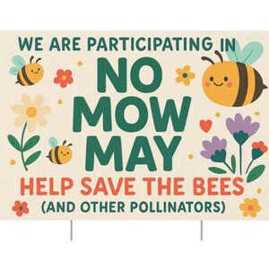 Adorable enseigne de jardin en plastique pour Interdiction de tondre en mai, décoration de conservation des abeilles, enseigne de jardin, sensibilisation aux pollinisateurs, décoration de jardin écologique image 5