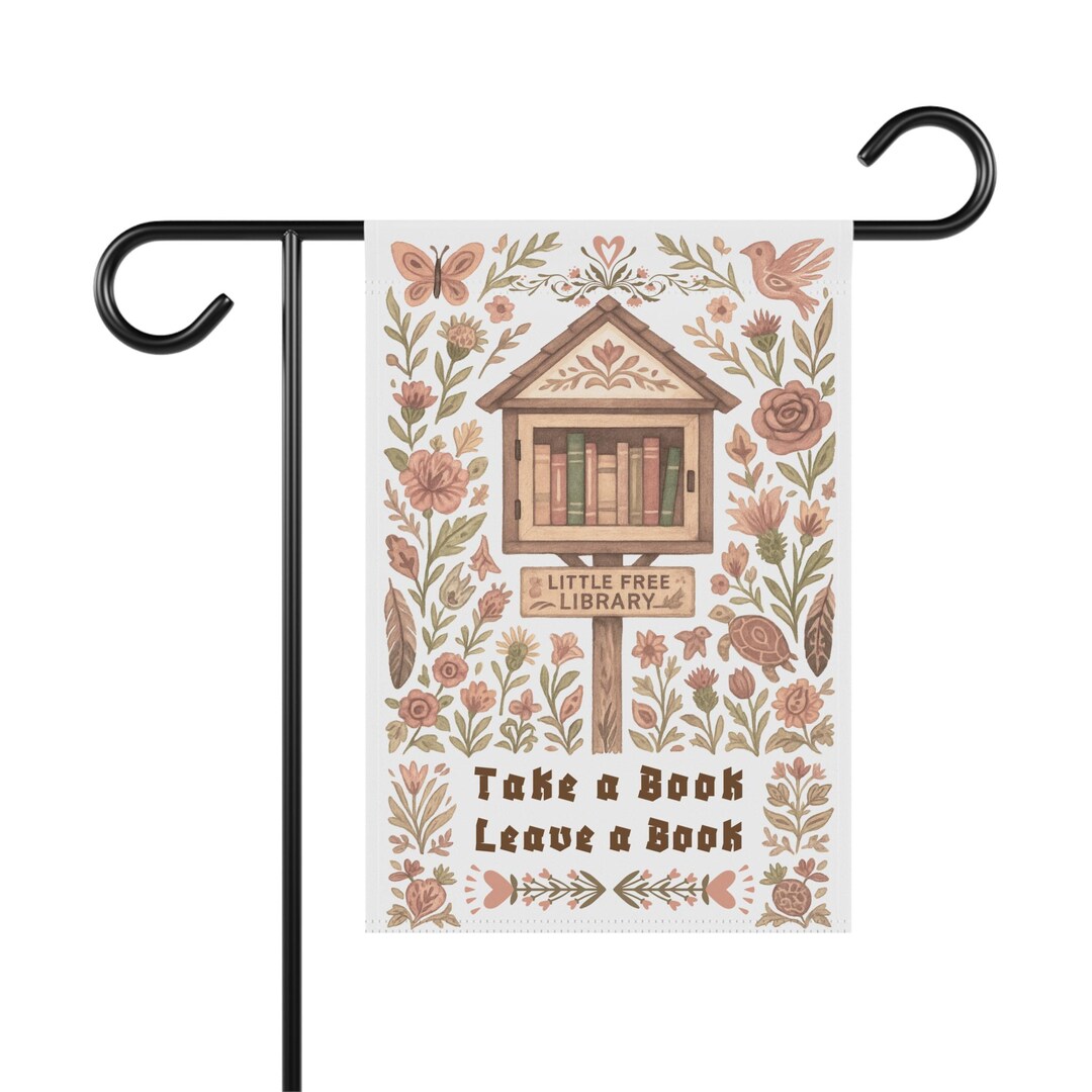 Library Flag Sign Little Free Library Garden Flag: Cottagecore Book Lover Banner - Etsy