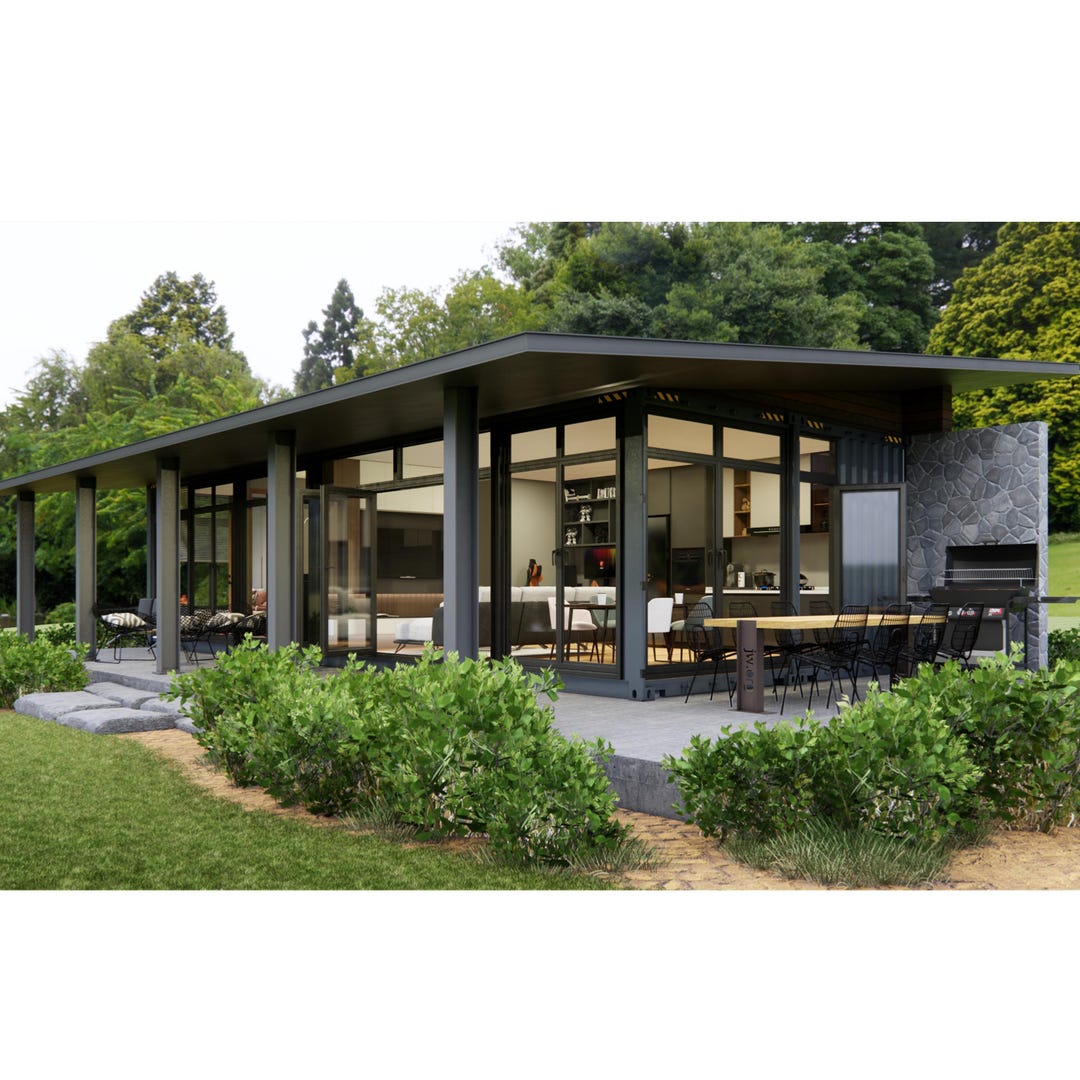 2x40' Container Home Plans 2 Bedrooms - 1 Bathroom - House Floor Plans ...