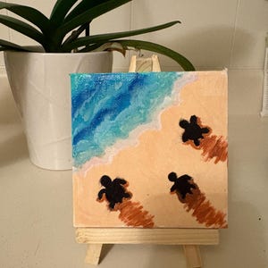 Hand painted Turtles on Mini Canvas