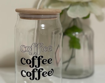 Eco-Friendly Glass Coffee Cup with Bamboo Lid
