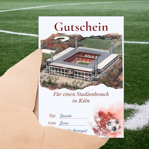 Personalisierbarer Stadion Gutschein Köln als Download für Fußballfans