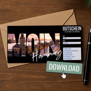 Personalisierbarer Reisegutschein Hamburg als Download