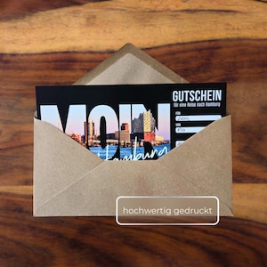 Gedruckter Reisegutschein Hamburg – hochwertig & sofort zum Verschenken Bild 1