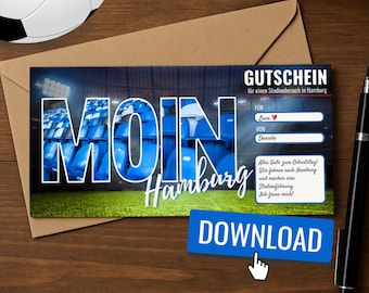 Personalisierbarer Stadion Gutschein Hamburg als Download für Fußballfans