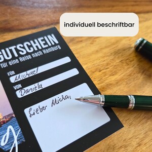 Reisegutschein für eine Reise oder Wochenendtrip nach Hamburg