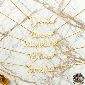 Collar con nombre personalizado: colgante con letra cursiva para mujer y hombre / Regalo de joyería de acero inoxidable