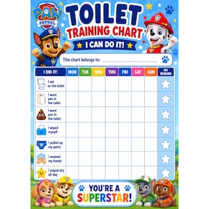 Paw Patrol Potty Training Chart Toddlers | Kids Toilet Reward Routine Tracker (Digital Download & Print)