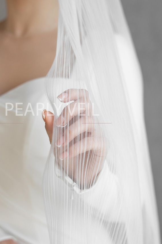 Pleated Wedding Veil Pleated Soft Tulle Veil Сathedral  display picture 1