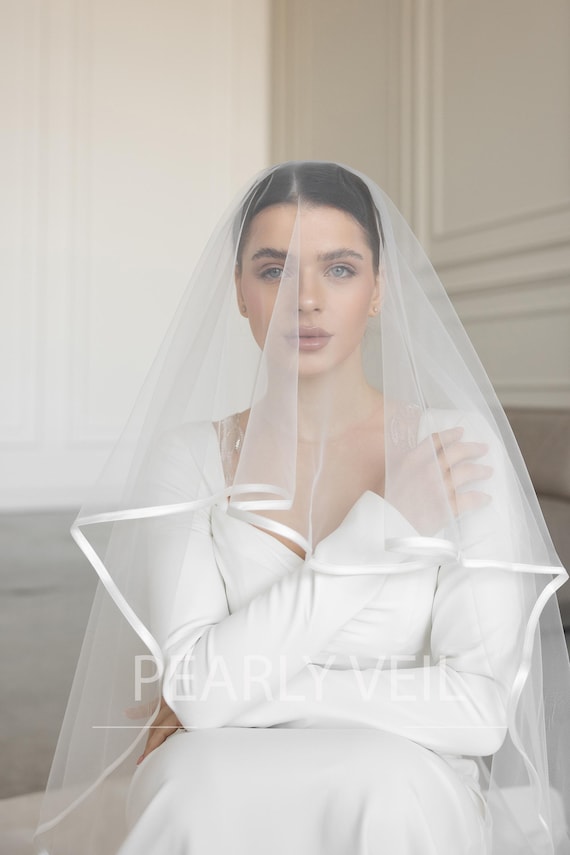 Two-tier Satin Edge Veil, Satin Ribbon Veil, Satin Trim  display picture 2