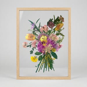 Real Pressed Flower Art - Inspired by Bridal Bouquet - Made by Korean Artisan - Botanical Wall Decor (13 x 17.7 Inch)
