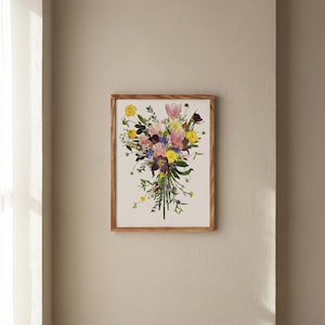 Real Pressed Flower Art - Inspired by Bridal Bouquet - Made by Korean Artisan - Botanical Wall Decor (13 x 17.7 Inch) image 4