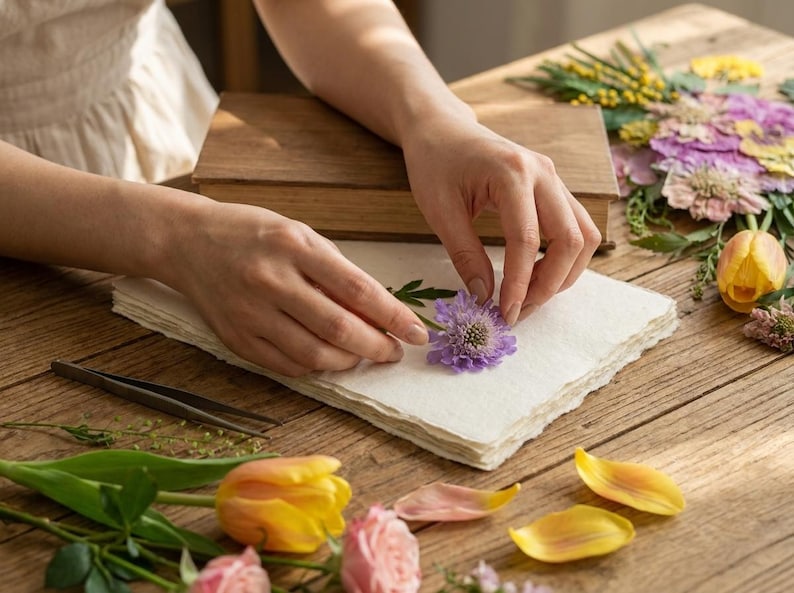 Real Pressed Flower Art - Inspired by Bridal Bouquet - Made by Korean Artisan - Botanical Wall Decor (13 x 17.7 Inch) image 6