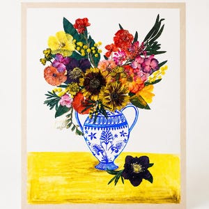 Real Pressed Flower Art – Inspired by Korean Traditional Pottery - Made by Korean Artisan -  Botanical Wall Decor (13 x 17.7 Inch)