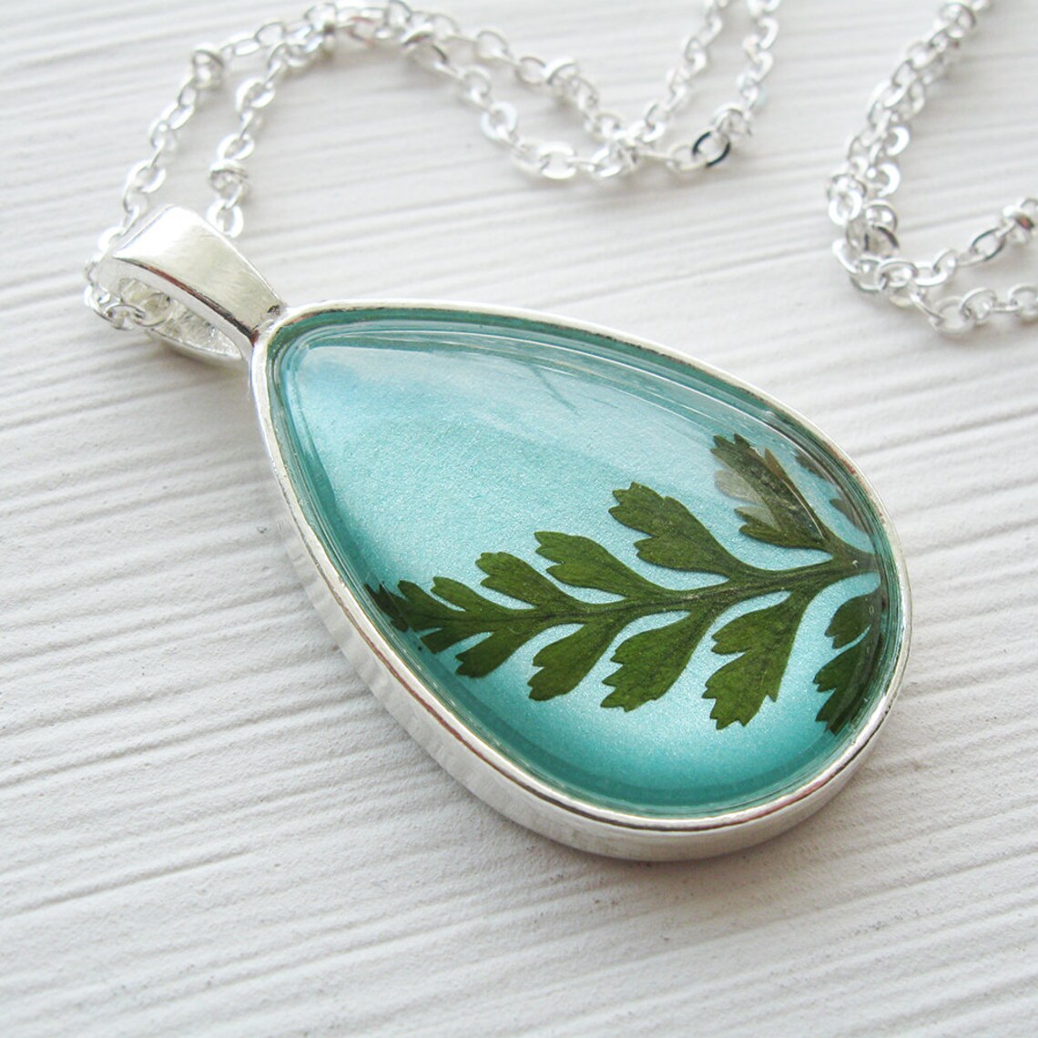 Large Teardrop Fern Necklace main image 0