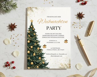 Vorlage Weihnachtsfeier Einladung | Edição Einladung Feiertagsfesta | Cartão de embarque digital | Baixar Druckbarer Winterfest