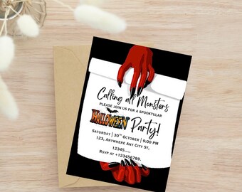 Witches Night Out Halloween Invitation: Gothic Witchcore Party (Editable, Instant Download)