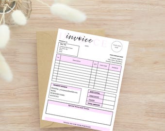 Modèle de facture d'entreprise de beauté : reçu de service de maquillage DIY (modifiable sur toile, 30 x 8,5 pouces) (téléchargement numérique)