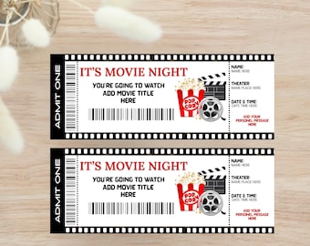 Druckbare Kinokarten: Kino-Geburtstagsfeier enthüllen (Canva Template, Instant Download)