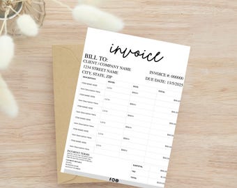 Editable Invoice Template: Modern Business Form (Canva, Instant Download)
