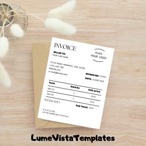 Minimalist Invoice Template, Boho Small Business, Modern Client Invoice, Editable Template, Services Invoice, Business Invoice