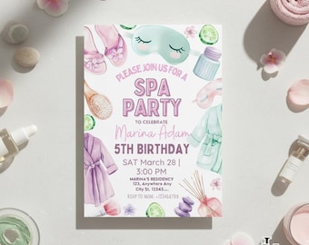 Zaproszenie na przyjęcie urodzinowe w spa: impreza glamour, edytowalny szablon Canva