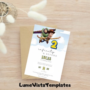 Watercolor Toy Story Birthday Invitation Template, Editable Printable Invite, Instant Download, Kids Birthday invite